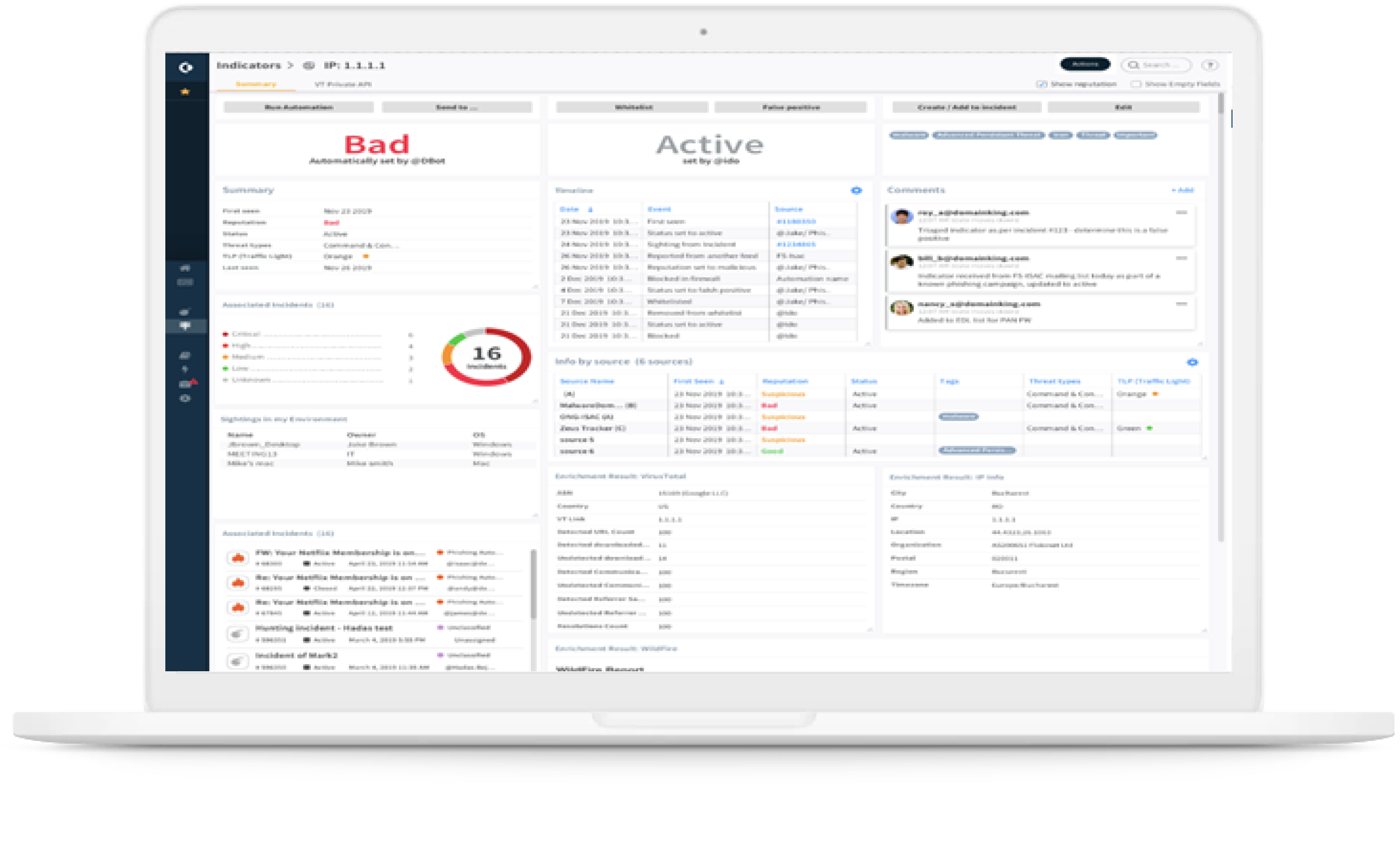 Threat information to incidents