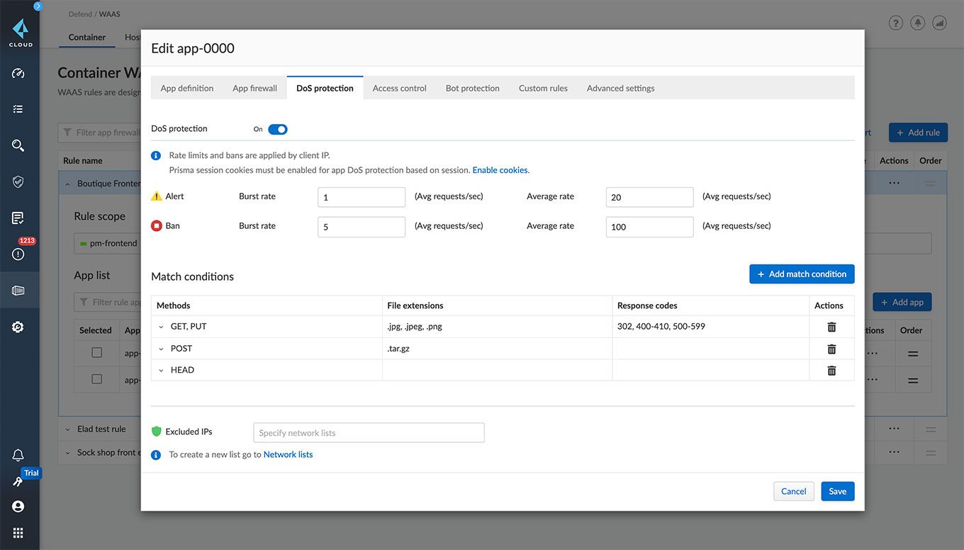アプリケーションDoSプロテクション