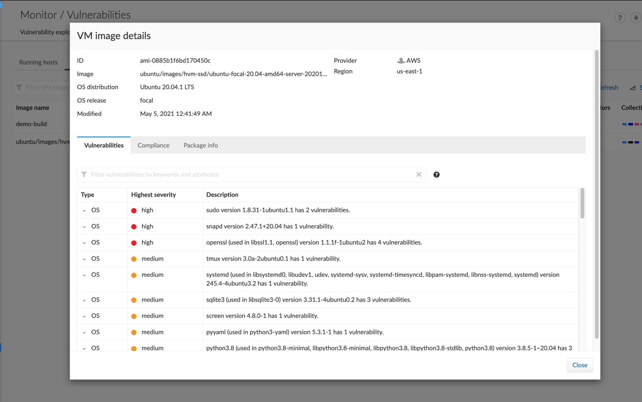CI/CDおよびVMイメージ スキャンの画像