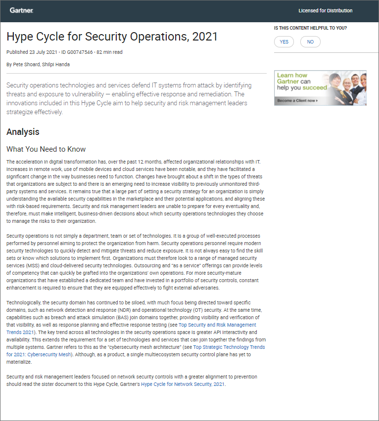 Learn why external ASM is important in the Gartner<sup>®</sup> Hype Cycle™ for Security Operations, 2021.