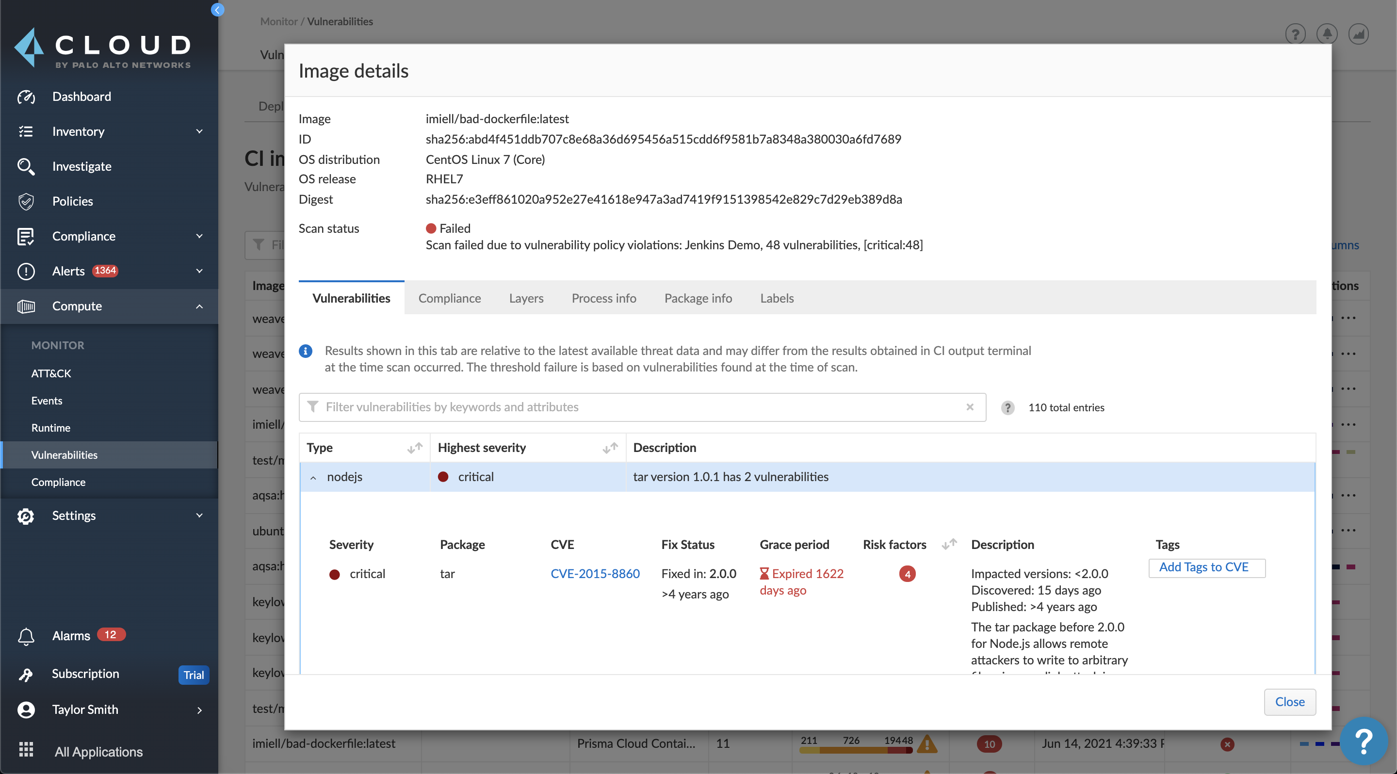 Container image scanning