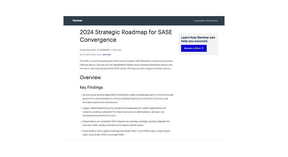 Gartner 2024 Strategic Roadmap for SASE Convergence