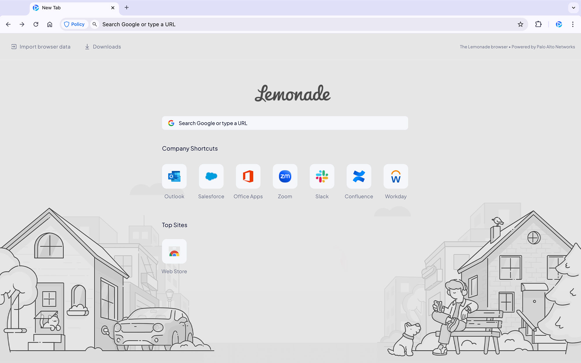 PABレモネード社の新規タブ